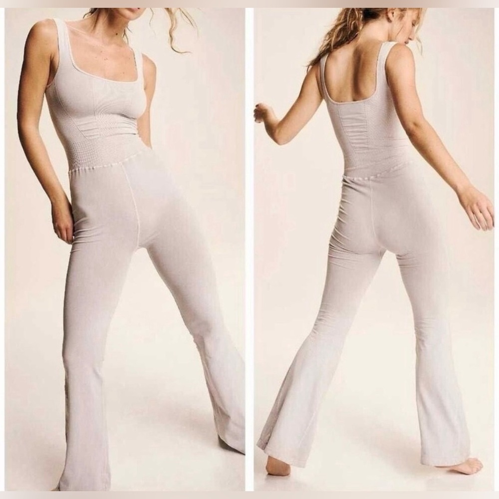 FP Movement by Free People Good Karma Flare Onesie in Gray size XS/S